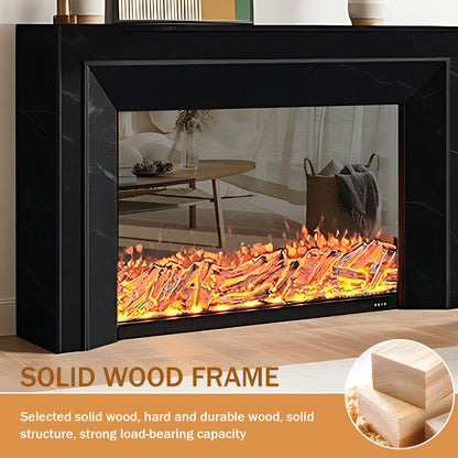 Aihm-Lon Black Electric Fireplace with Decorative Inserts 59.05"