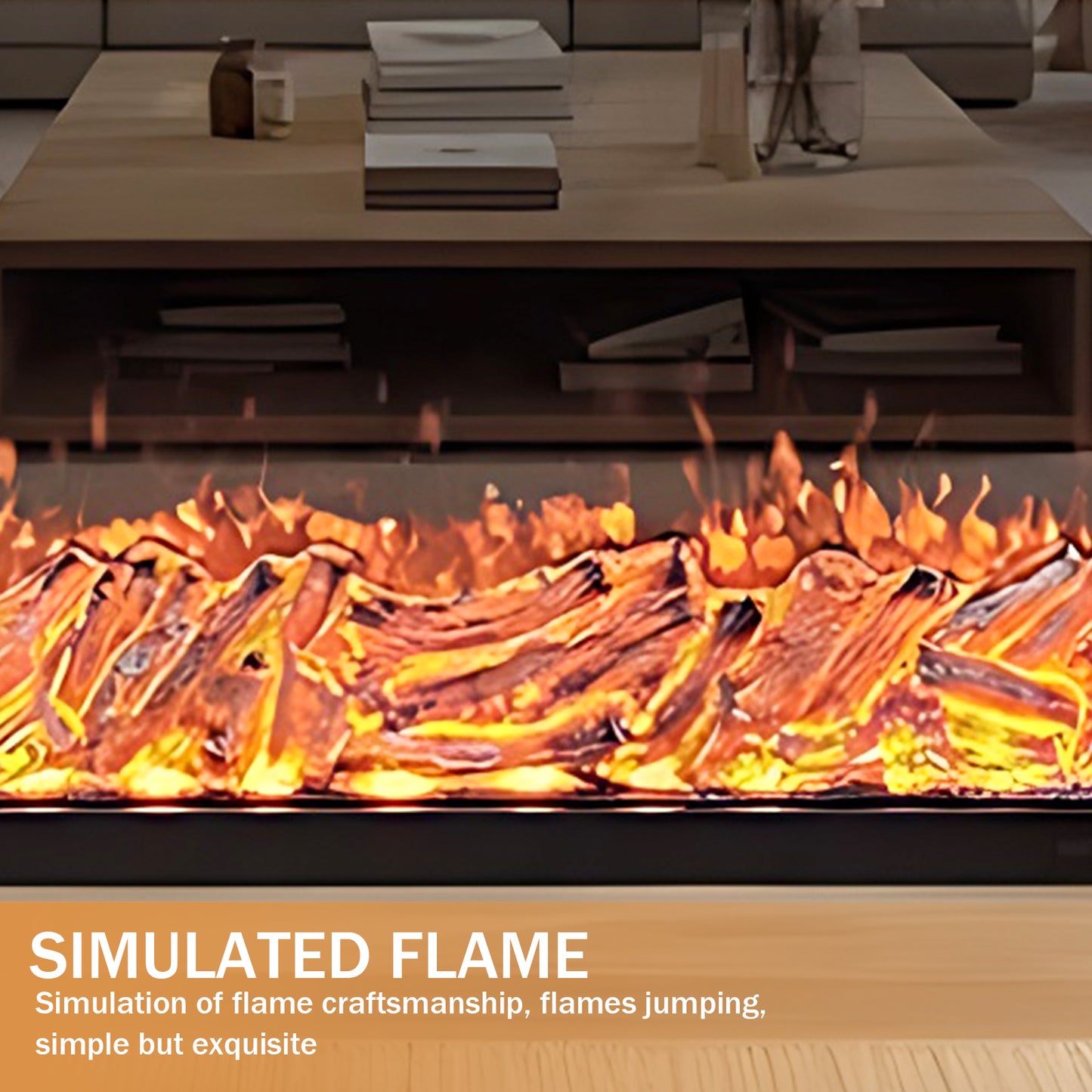 Aihm-Lon Black Electric Fireplace with Decorative Inserts 59.05"