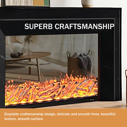 Aihm-Lon Black Electric Fireplace with Decorative Inserts 59.05"