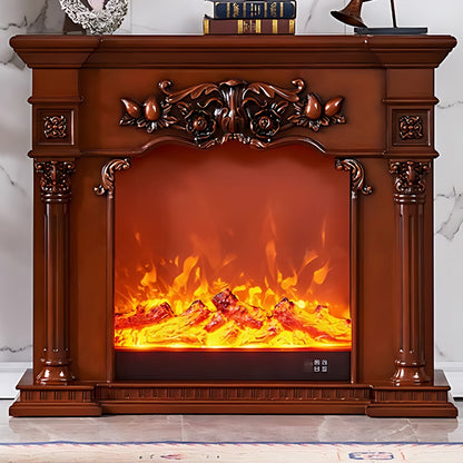 Aihm-Lon Retro Brown Electric Fireplace Mantel with Decorative Inserts 39.37"-47.24"