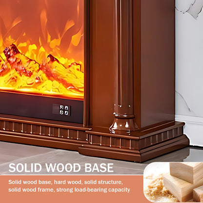 Aihm-Lon Retro Brown Electric Fireplace Mantel with Decorative Inserts 39.37"-47.24"