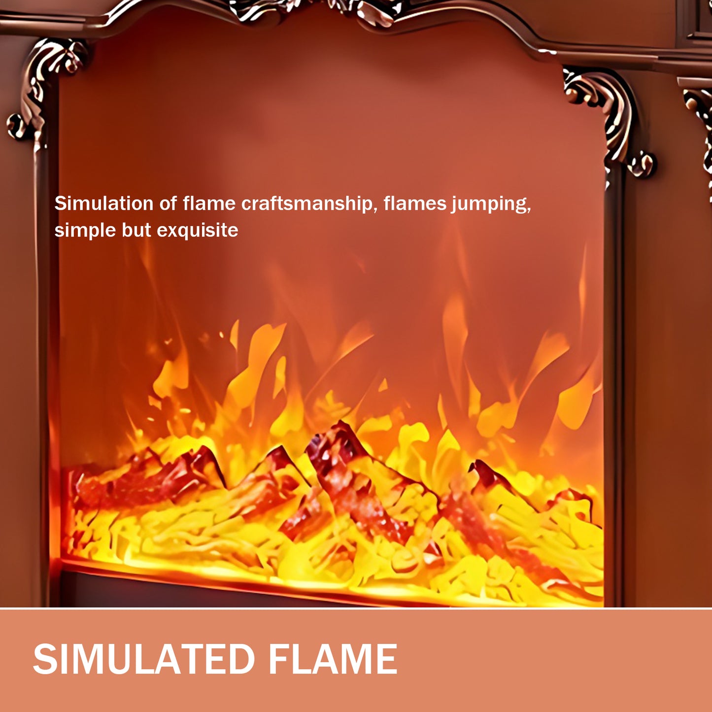 Aihm-Lon Retro Brown Electric Fireplace Mantel with Decorative Inserts 39.37"-47.24"