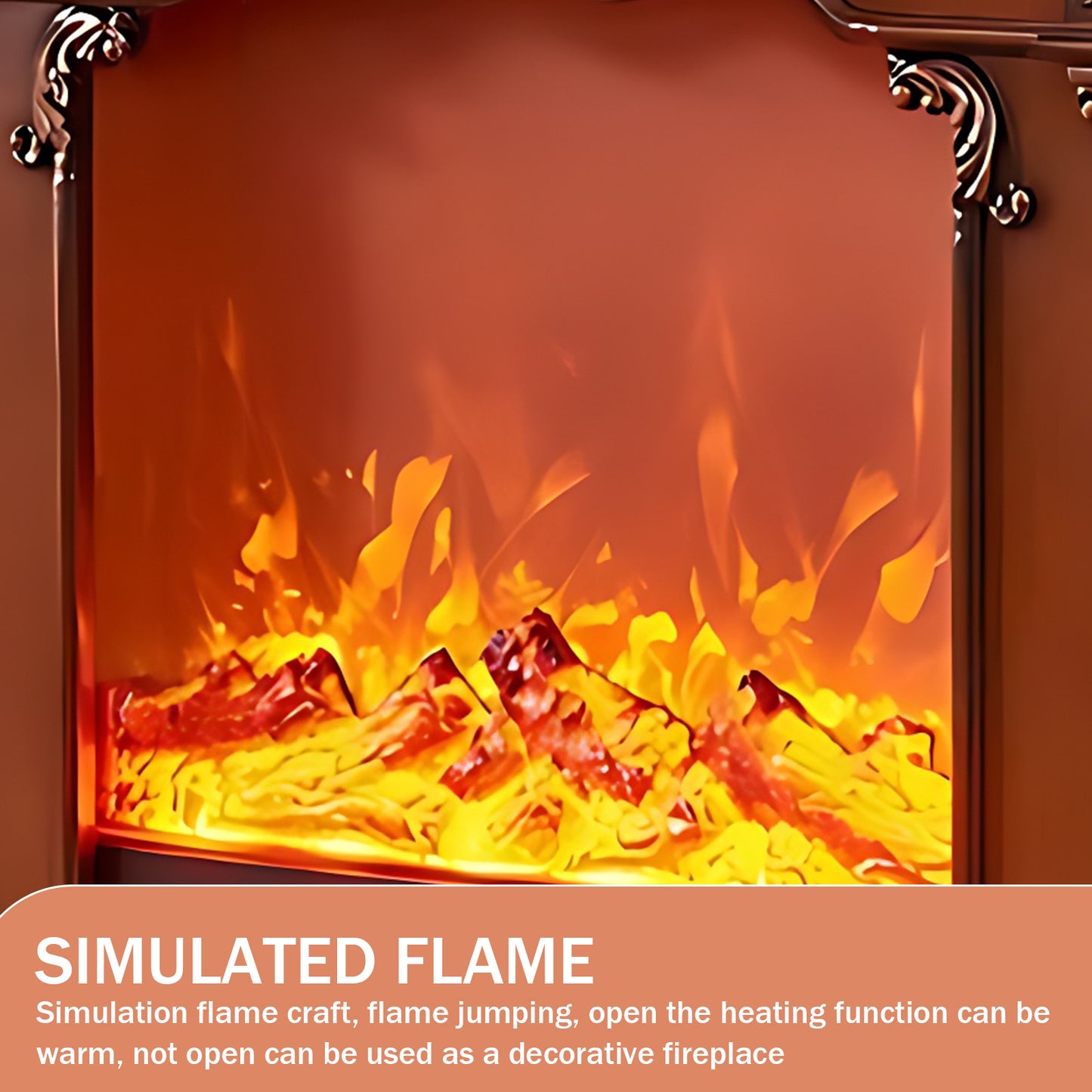 Aihm-Lon Retro Brown Electric Fireplace Heater with Mantel 39.37"-47.24"