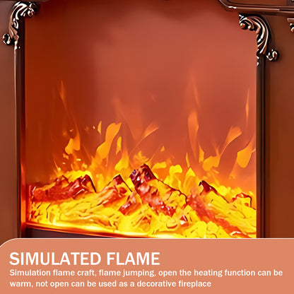 Aihm-Lon Retro Brown Electric Fireplace Heater with Mantel 39.37"-47.24"