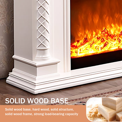 Aihm-Lon White Freestanding Electric Fireplace with Decorative Inserts 47.24"