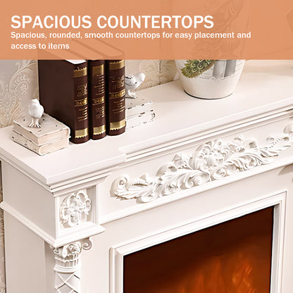 Aihm-Lon White Freestanding Electric Fireplace with Decorative Inserts 47.24"