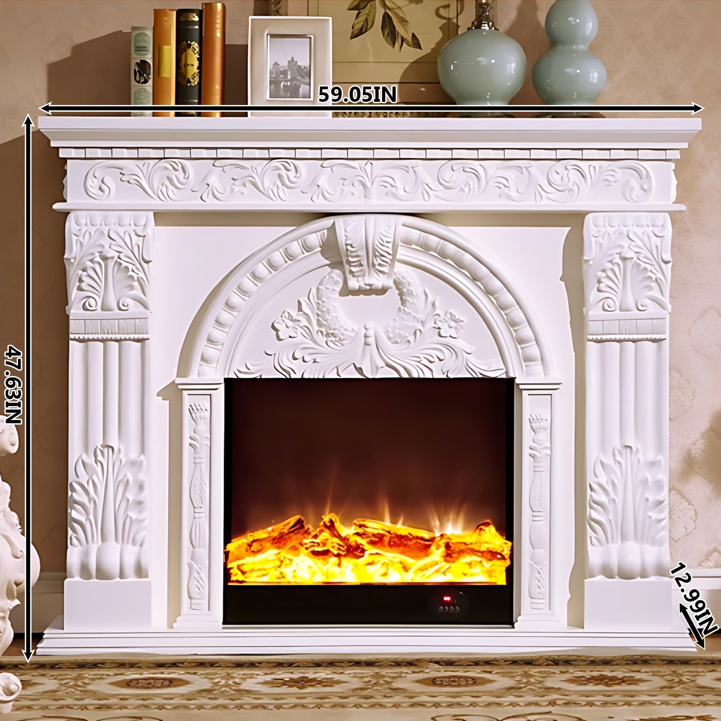 Aihm-Lon Electric Fireplace with Realistic Flame Remote Control 59.05"