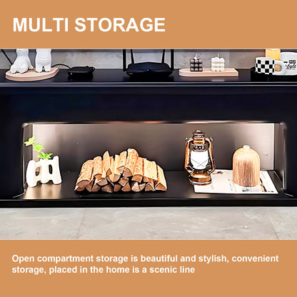 Aihm-Lon Black Electric Fireplace Modern TV Stand 70.86"-94.48"