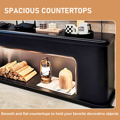 Aihm-Lon Black Electric Fireplace Modern TV Stand 70.86"-94.48"