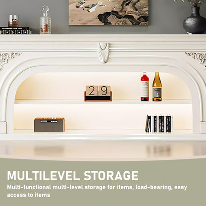 Aihm-Lon White Retro Indoor Electric Fireplace TV Stands 59.05"-82.67"