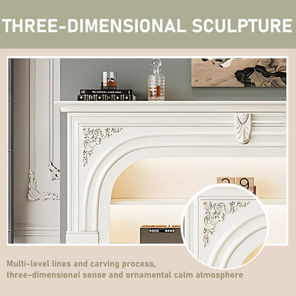 Aihm-Lon White Retro Indoor Electric Fireplace TV Stands 59.05"-82.67"