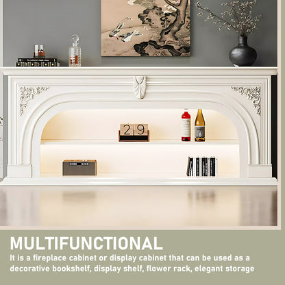Aihm-Lon White Retro Indoor Electric Fireplace TV Stands 59.05"-82.67"