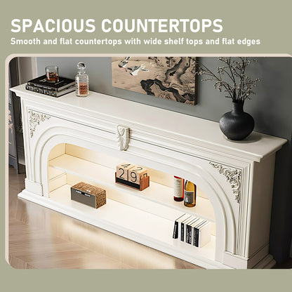 Aihm-Lon White Retro Indoor Electric Fireplace TV Stands 59.05"-82.67"