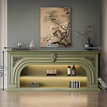 Aihm-Lon Green Retro Indoor Electric Fireplace TV Stands 59.05"-82.67"