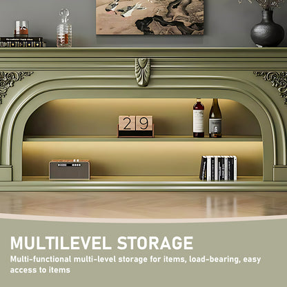 Aihm-Lon Green Retro Indoor Electric Fireplace TV Stands 59.05"-82.67"