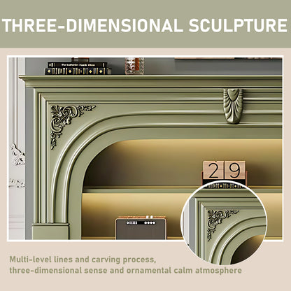 Aihm-Lon Green Retro Indoor Electric Fireplace TV Stands 59.05"-82.67"