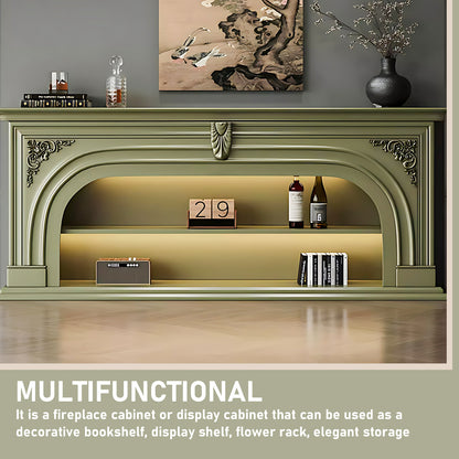 Aihm-Lon Green Retro Indoor Electric Fireplace TV Stands 59.05"-82.67"