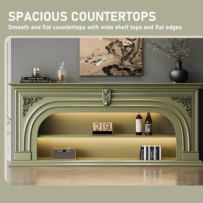 Aihm-Lon Green Retro Indoor Electric Fireplace TV Stands 59.05"-82.67"