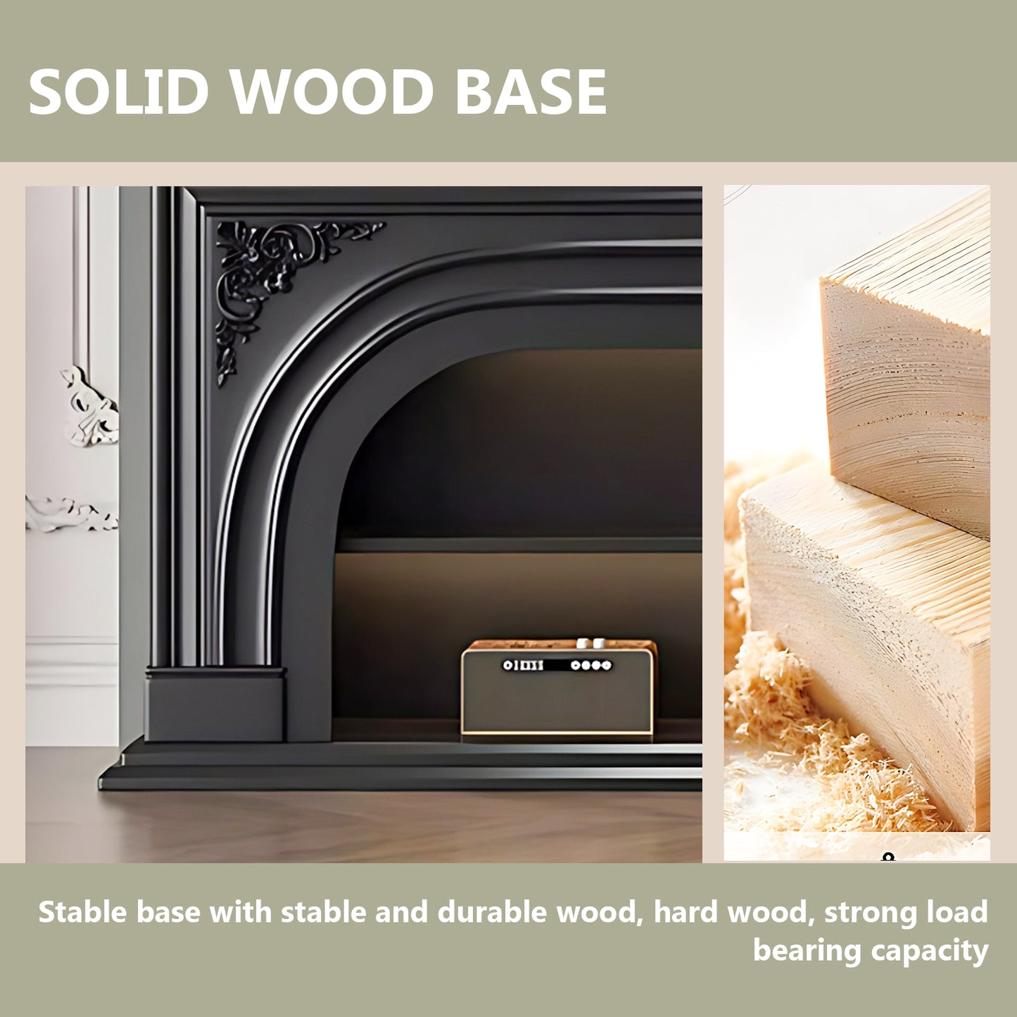 Aihm-Lon Black Retro Indoor Electric Fireplace TV Stands 59.05"-82.67"