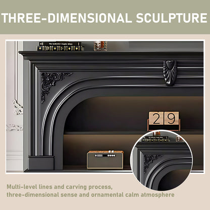 Aihm-Lon Black Retro Indoor Electric Fireplace TV Stands 59.05"-82.67"