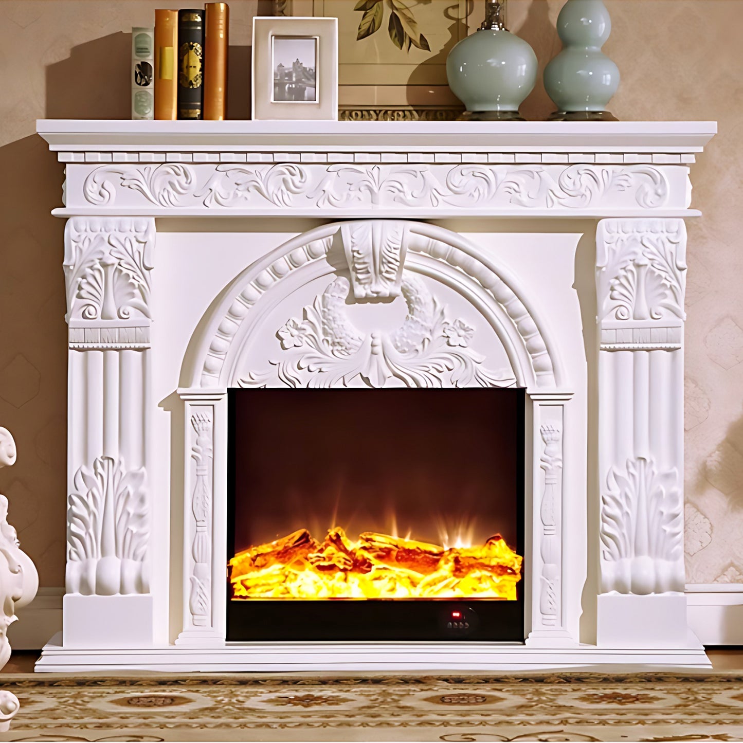 Aihm-Lon Electric Fireplace with Realistic Flame Remote Control 59.05"