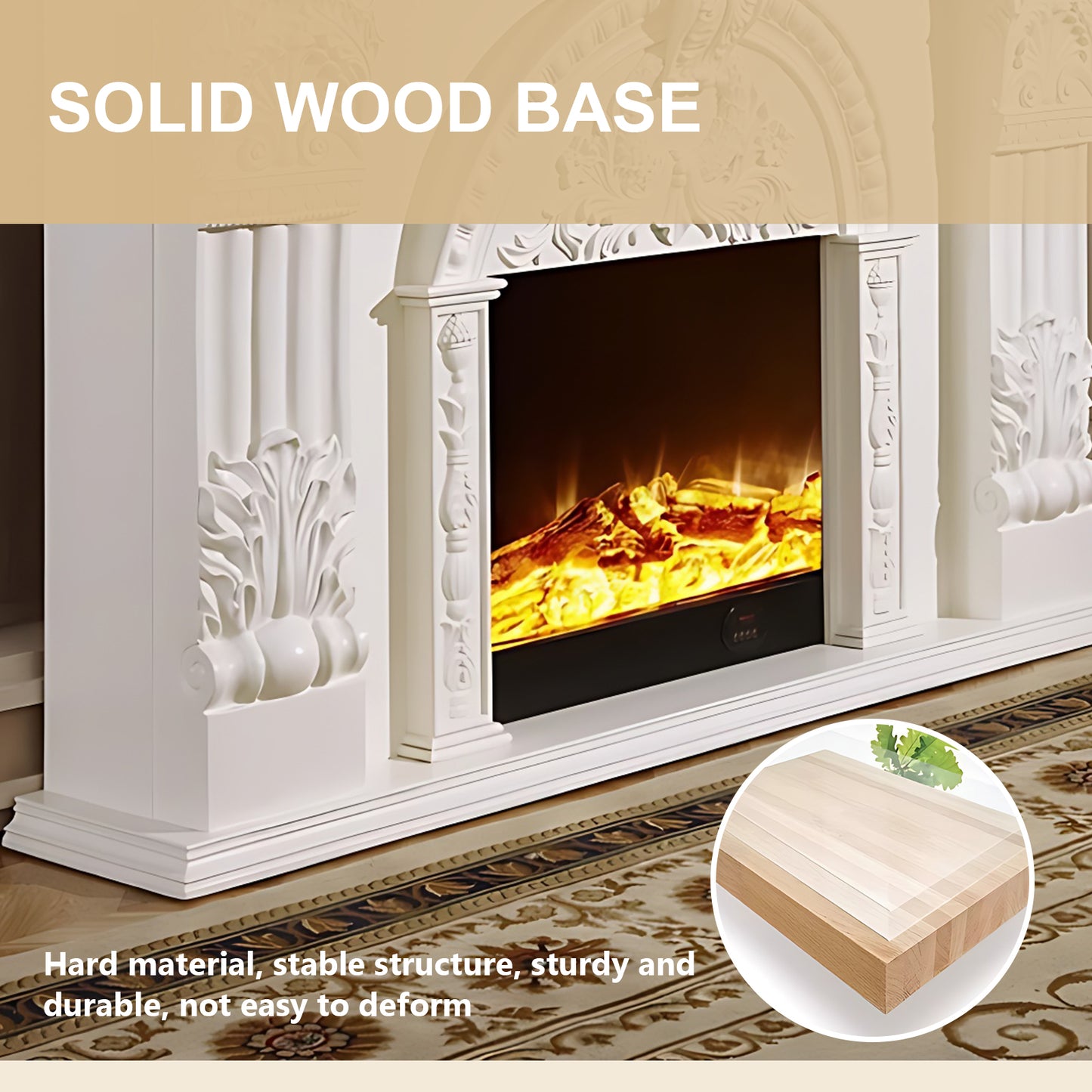 Aihm-Lon Electric Fireplace with Realistic Flame Remote Control 59.05"