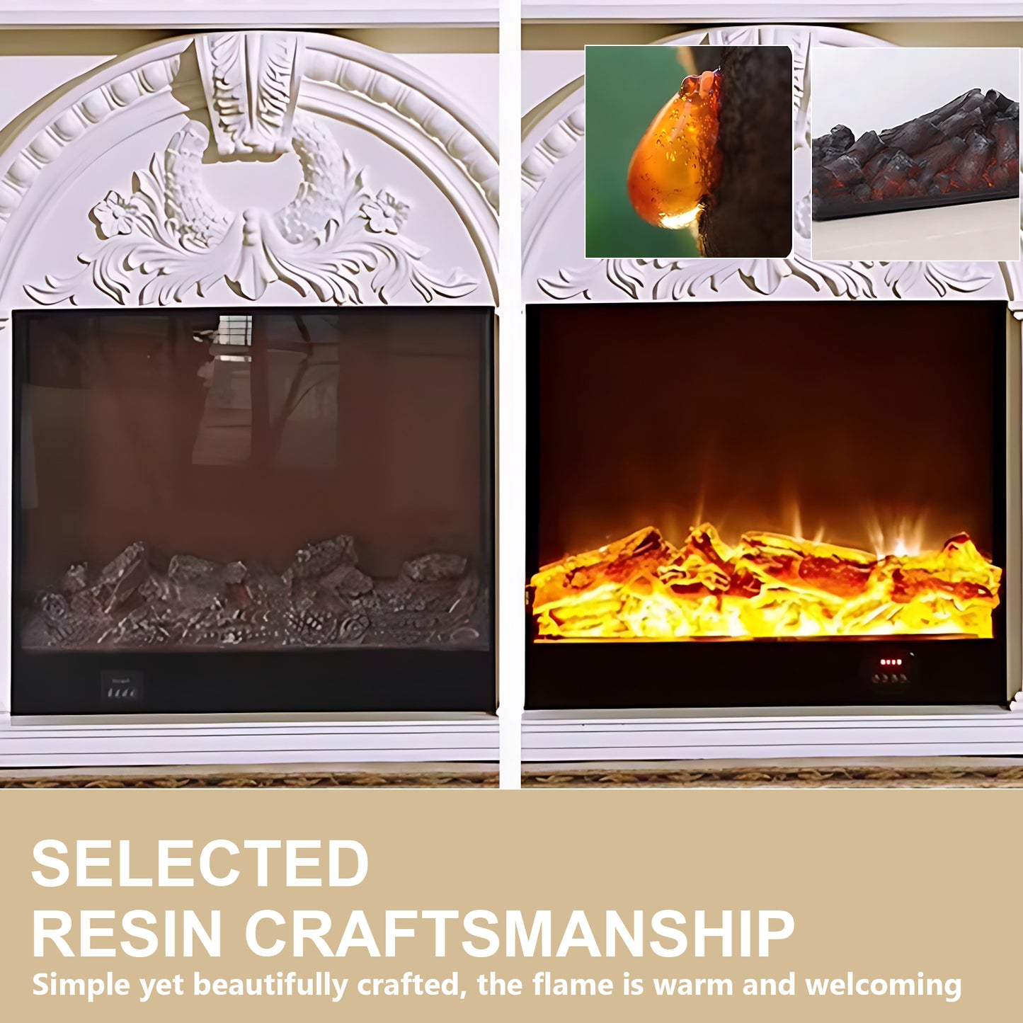 Aihm-Lon Electric Fireplace with Realistic Flame Remote Control 59.05"