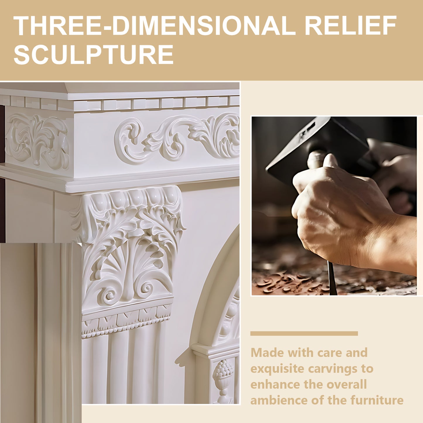 Aihm-Lon Electric Fireplace with Realistic Flame Remote Control 59.05"