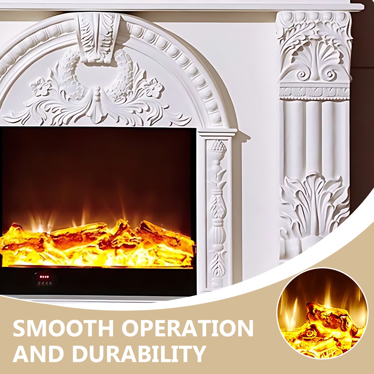 Aihm-Lon Electric Fireplace with Realistic Flame Remote Control 59.05"