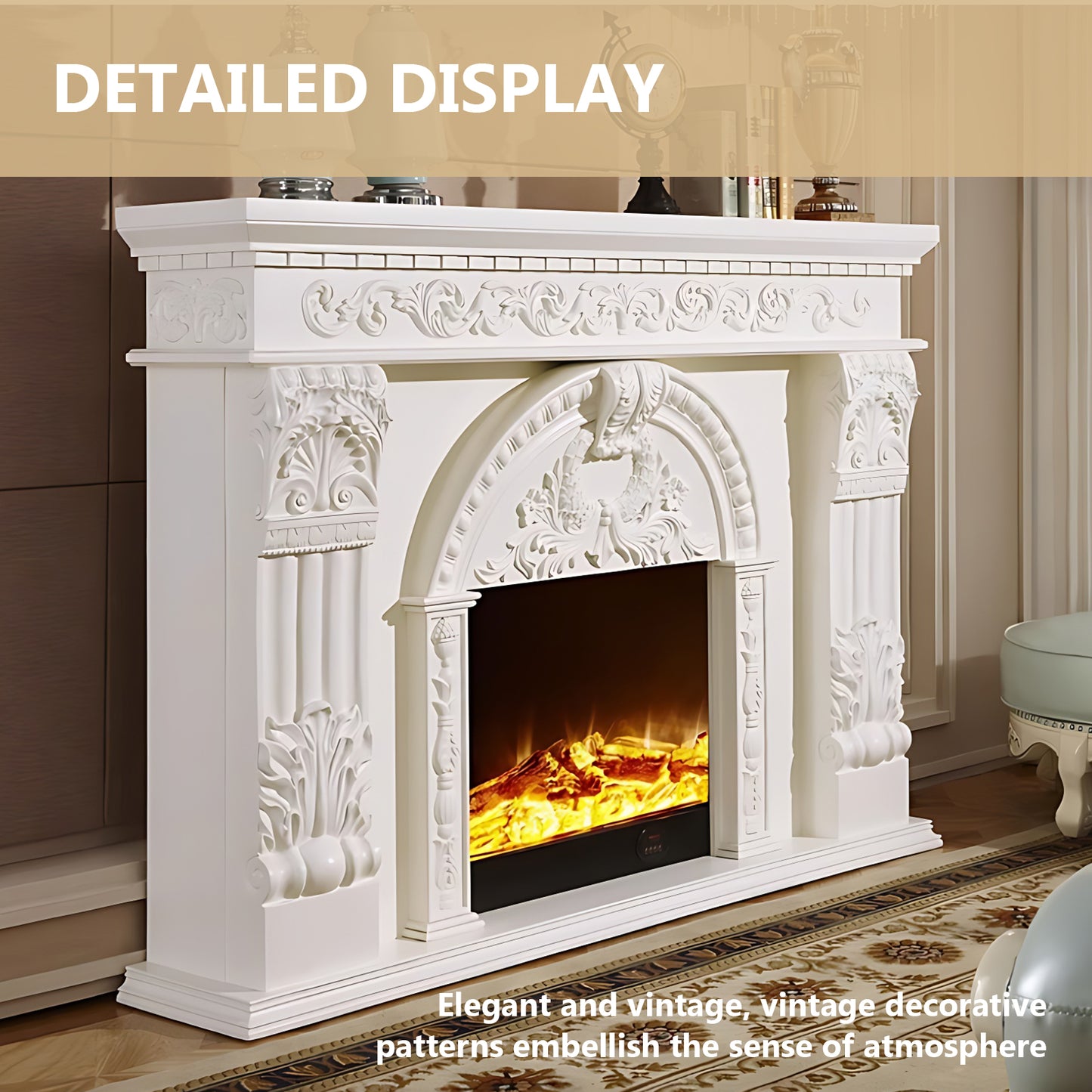 Aihm-Lon Electric Fireplace with Realistic Flame Remote Control 59.05"