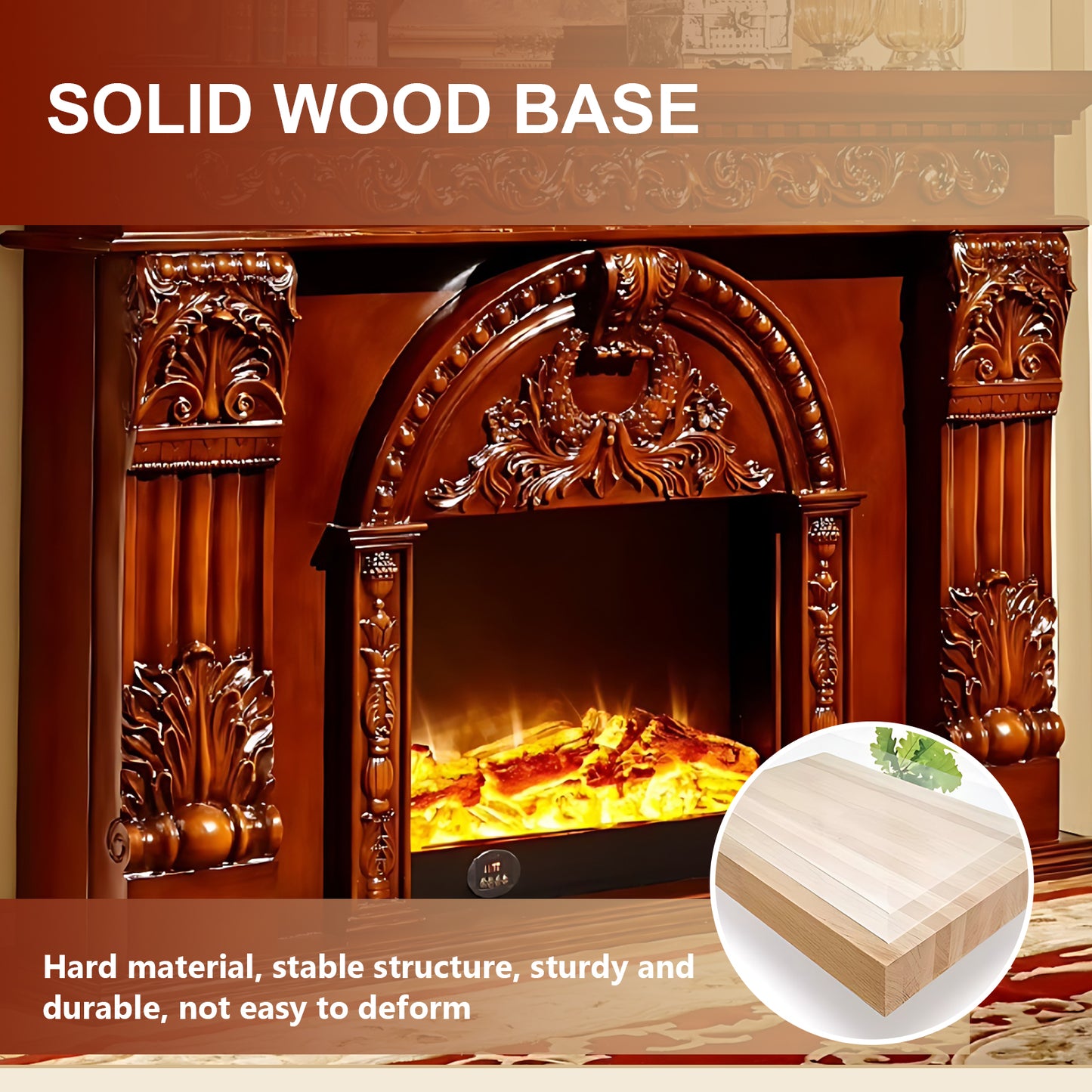 Aihm-Lon Dark Wood Electric Fireplace with Realistic Flame 59.05"