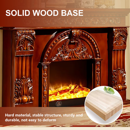 Aihm-Lon Dark Wood Electric Fireplace with Realistic Flame 59.05"