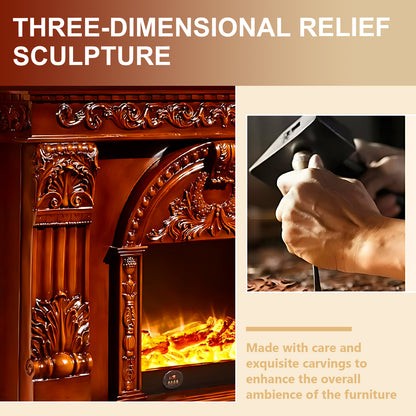 Aihm-Lon Dark Wood Electric Fireplace with Realistic Flame 59.05"