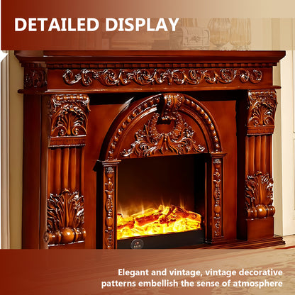 Aihm-Lon Dark Wood Electric Fireplace with Realistic Flame 59.05"