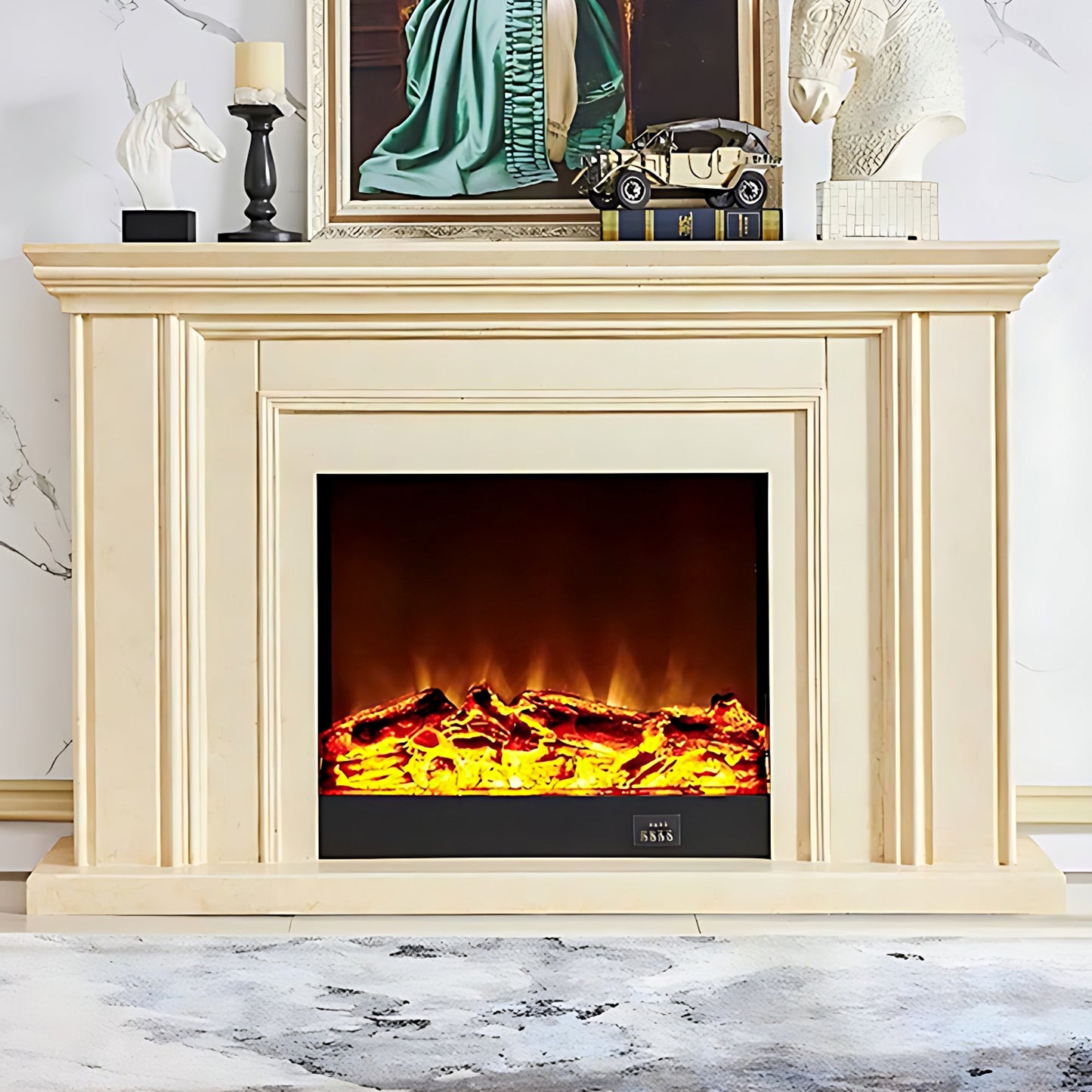 Aihm-Lon Electric Fireplace with LED Lights Remote Control 59.05"