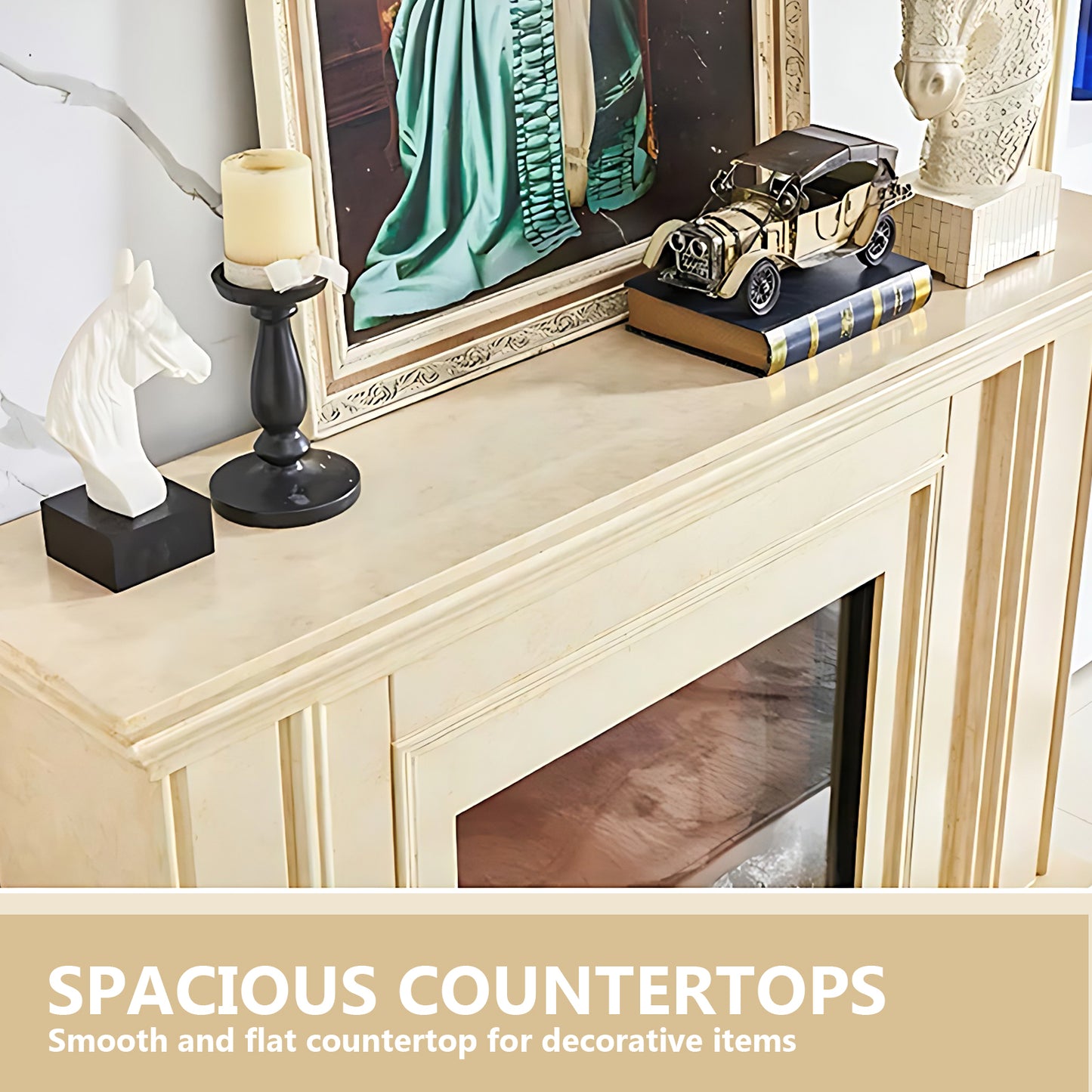 Aihm-Lon Electric Fireplace with LED Lights Remote Control 59.05"