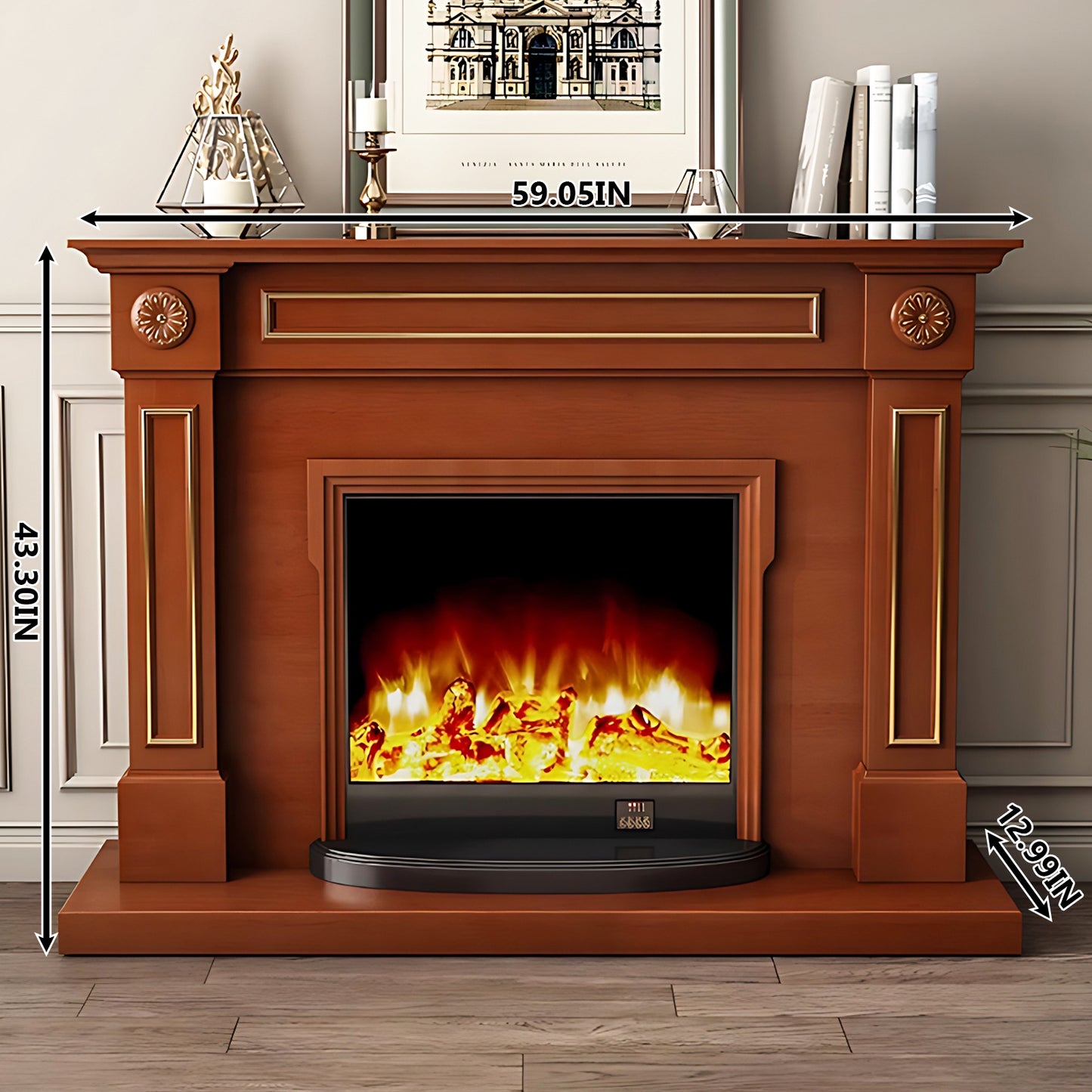Aihm-Lon Electric Fireplace with Remote Control Realistic Flame 59.05"
