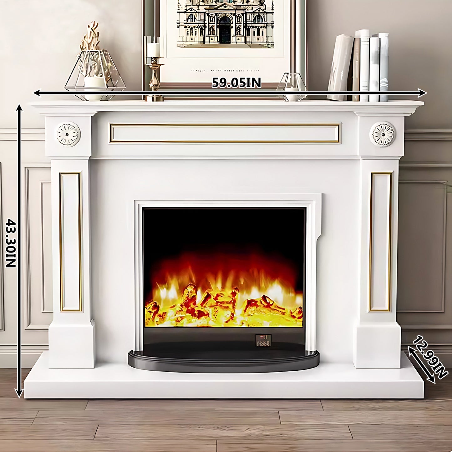 Aihm-Lon Electric Fireplace with Remote Control Realistic Flame 59.05"