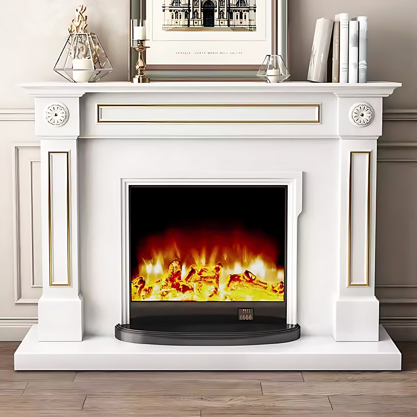 Aihm-Lon Electric Fireplace with Remote Control Realistic Flame 59.05"