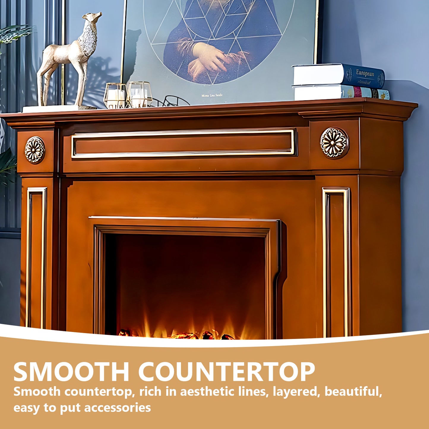 Aihm-Lon Electric Fireplace with Remote Control Realistic Flame 59.05"