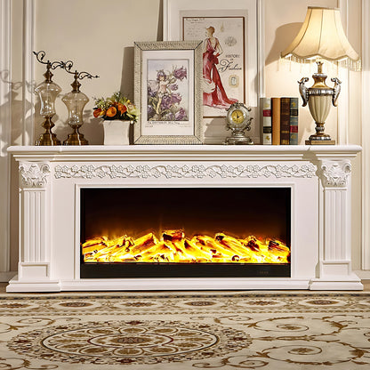 Aihm-Lon White Wooden Electric Fireplace with Realistic Flame 59.05"