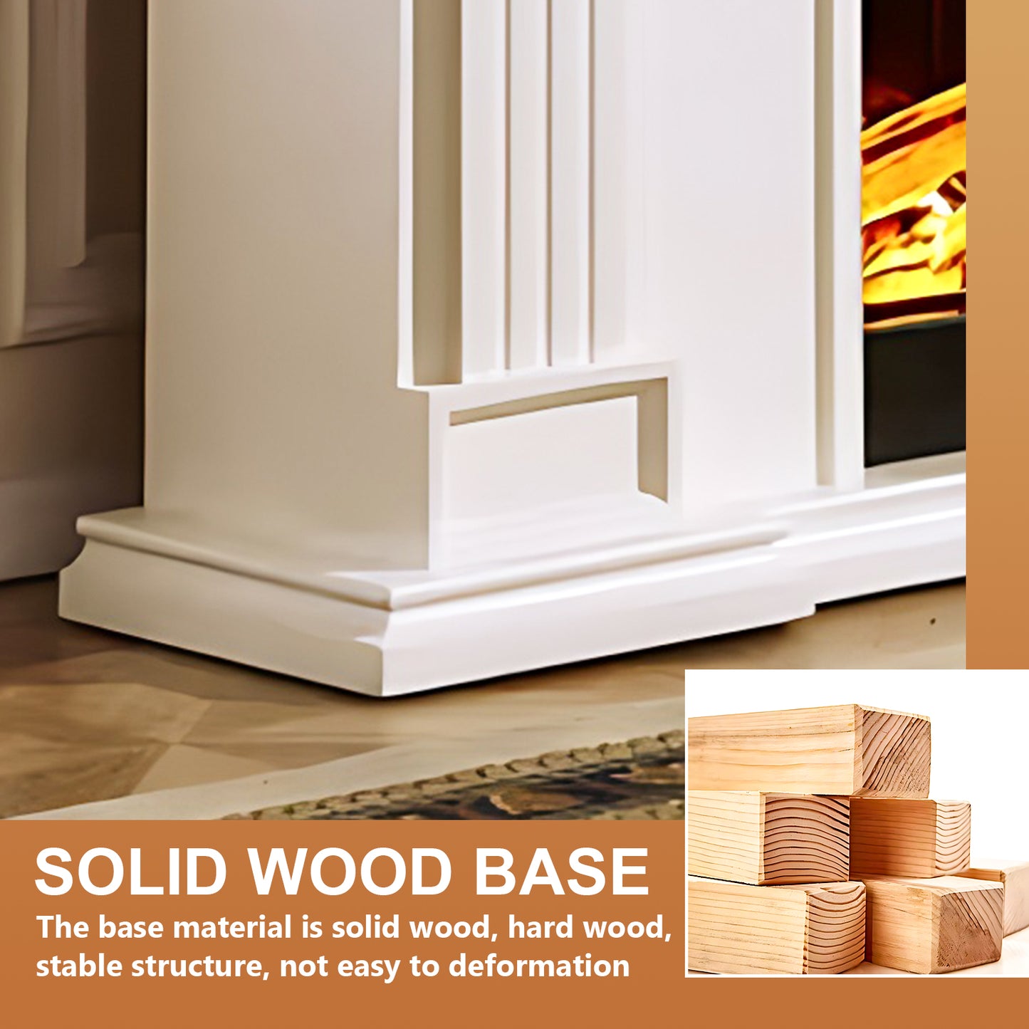 Aihm-Lon White Wooden Electric Fireplace with Realistic Flame 59.05"