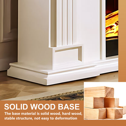 Aihm-Lon White Wooden Electric Fireplace with Realistic Flame 59.05"