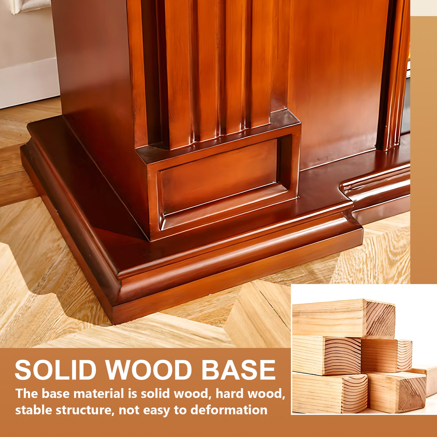 Aihm-Lon Brown Wooden Electric Fireplace with Realistic Flame 59.05"