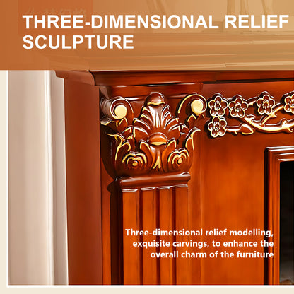 Aihm-Lon Brown Wooden Electric Fireplace with Realistic Flame 59.05"