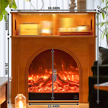 Aihm-Lon Electric Fireplace Decorative Insert and Storage Cabinet 38.58"