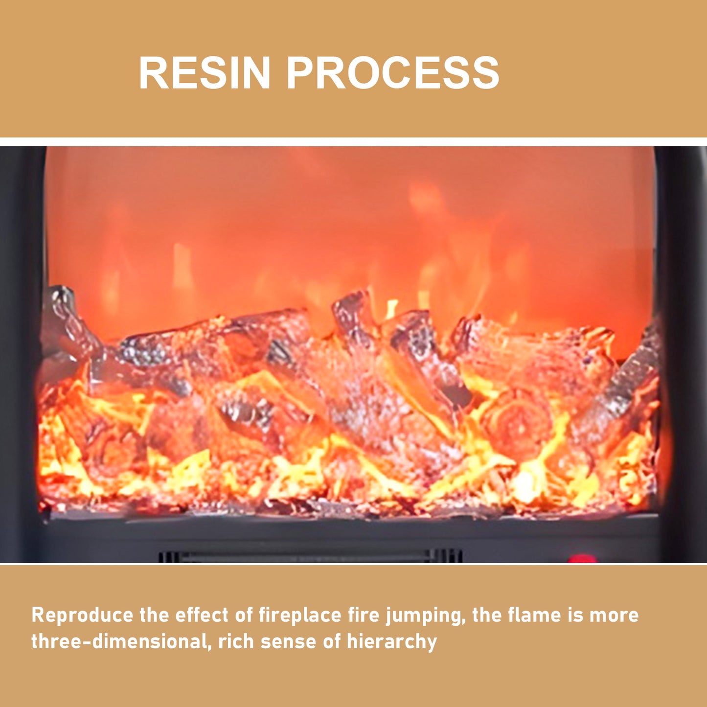 Aihm-Lon Black Electric Fireplace with Realistic Flame Modern Frame 43.30"