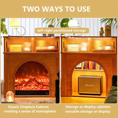 Aihm-Lon Electric Fireplace Decorative Insert and Storage Cabinet 38.58"