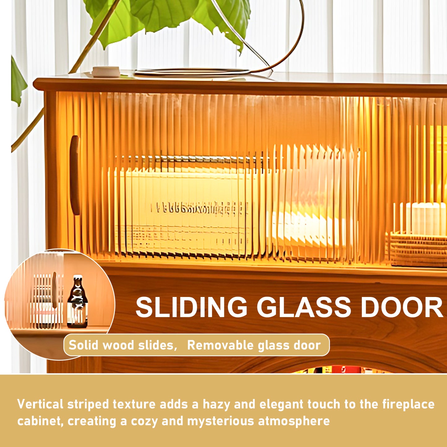 Aihm-Lon Electric Fireplace Decorative Insert and Storage Cabinet 38.58"