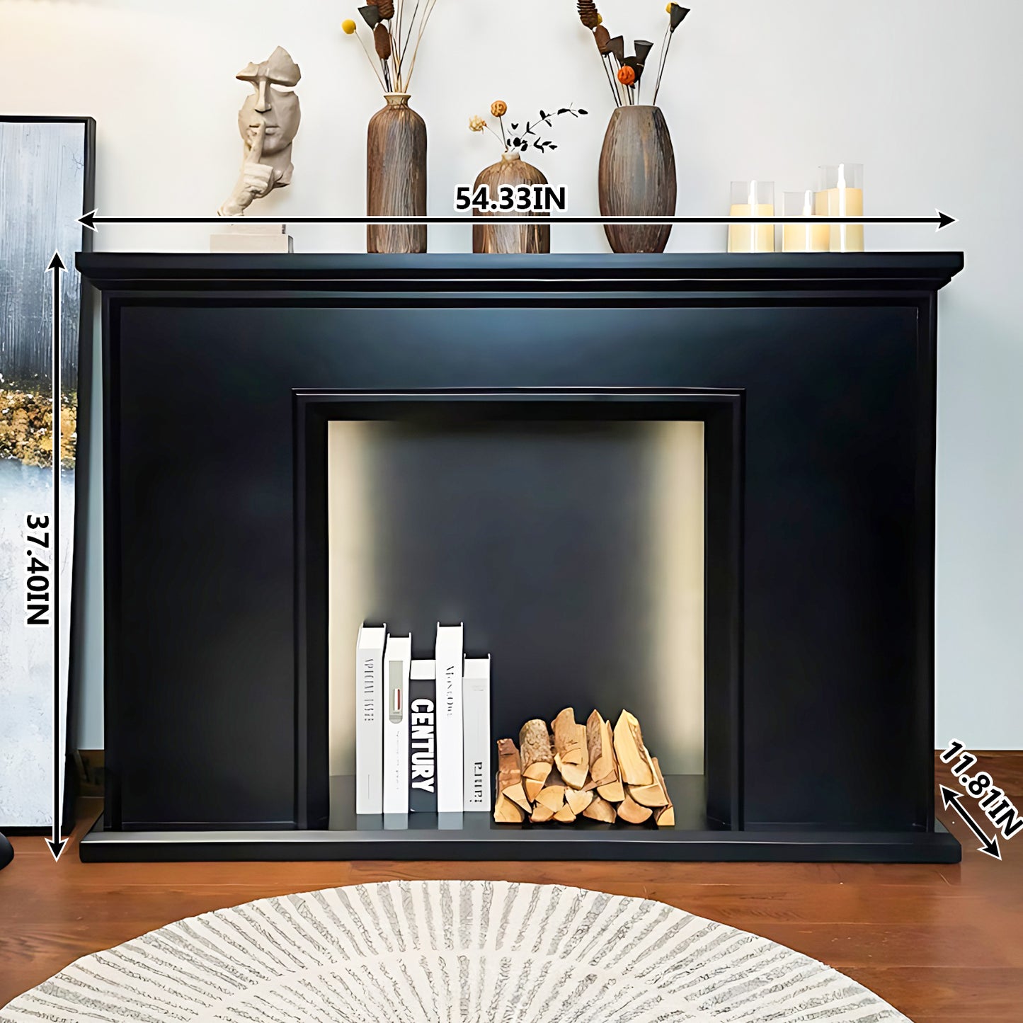 Aihm-Lon Square Electric Fireplace with Storage 43.3"-54.33"